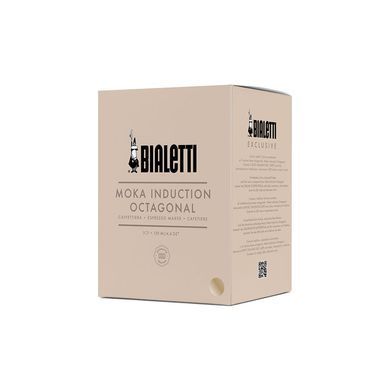 Гейзерна кавоварка Bialetti Moka Exclusive Octagonal Induction на 3 чашки (130 мл) Пісочна