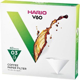 Фильтры Hario V60 03 для кофе, 40 шт, белые