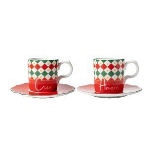 Набор чашек с блюдцами Bialetti для эспрессо 90 мл 2 штуки