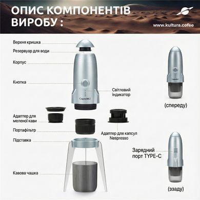 Портативна кавоварка Capadeli Portable Impetus 2 в 1 Біла