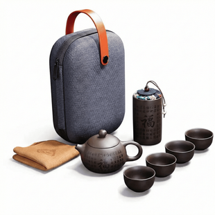 Набір для чайної церемонії глиняний на 4 особи "Сі Ши Сутра Серця"