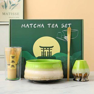 Набор для приготовления чая матча "Лунный Свет" Зеленая глазурь