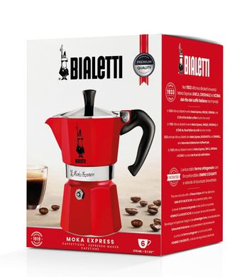 Гейзерна кавоварка Bialetti Moka Express на 6 чашки (270 мл) Червона