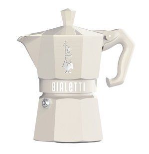 Гейзерная кофеварка Bialetti Moka Express Exclusive на 3 чашки (130 мл) Кремовая