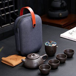 Набор для чайной церемонии глиняный на 4 персоны "Ши Пяо Сутра Сердца"