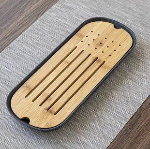 Чабань овальная (керамика/бамбук, черная)