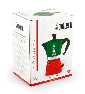 Гейзерна кавоварка Bialetti Moka Express Italia на 6 чашок кольорова (270 мл)