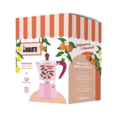 Гейзерна кавоварка Bialetti Rainbow Fruit Vibes - Cherries 3 чашки (130 мл)