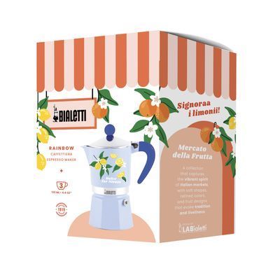Гейзерная кофеварка Bialetti Rainbow Fruit Vibes - Lemons 3 чашки (130 мл)