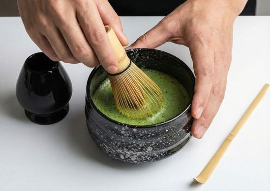 Набір для приготування чаю Матча подарунковий чорно-рожевий 500 мл