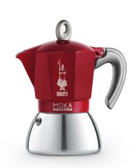 Гейзерна кавоварка Bialetti на 2 чашки Moka Induction (100 мл) червона