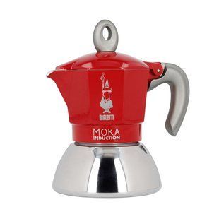 Гейзерна кавоварка Bialetti на 2 чашки Moka Induction (100 мл) червона