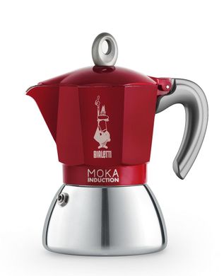 Гейзерная кофеварка Bialetti на 2 чашки Moka Induction (100 мл) красная