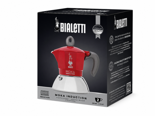 Гейзерная кофеварка Bialetti на 2 чашки Moka Induction (100 мл) красная