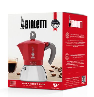 Гейзерна кавоварка Bialetti на 6 чашок Moka Induction (280 мл) червона