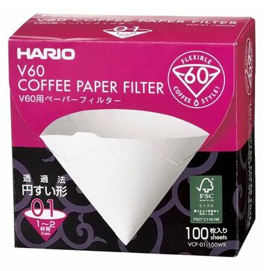 Фильтры Hario V60 01 100 шт белые