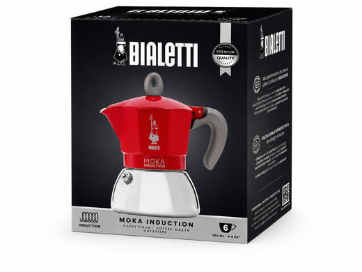 Гейзерна кавоварка Bialetti на 6 чашок Moka Induction (280 мл) червона