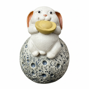 Чайная Фигурка "Лунный Кролик со Слитком Золота" исинская глина 5&times;5&times;7,5