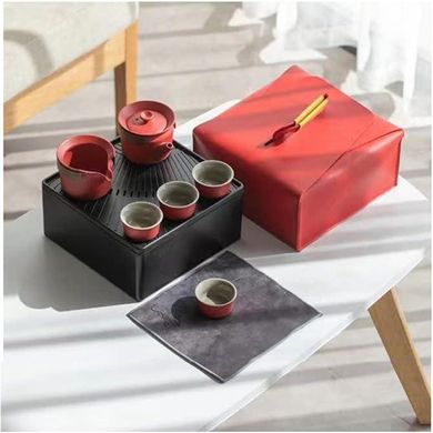 Набір для чайної церемонії Gongfu Travel Tea Set на 9 предметів червоний