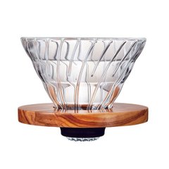 Пуровер Hario V60 02 Скляний Оливкове дерево