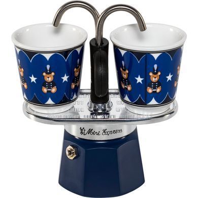 Гейзерная кофеварка Bialetti Mini Express Joyful Christmas 90 мл. + 2 чашки