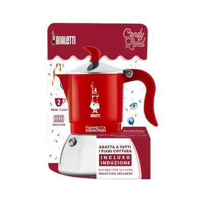 Гейзерна кавоварка Bialetti Fiametta Induction Candyland Red на 2 чашки (100 мл)