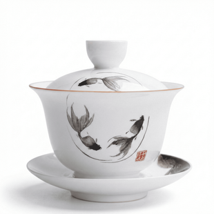 Фарфоровая гайвань "Пара карпов" 220 мл