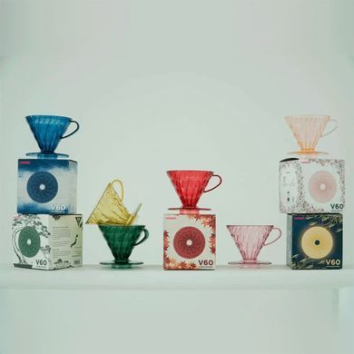 Пуровер HARIO V60 02 Dripper Japan Collection Tsukimi Yellow пластиковый