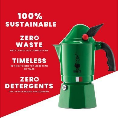 Гейзерна кавоварка Bialetti Moka Express Alpina на 3 чашки зелена (130 мл)