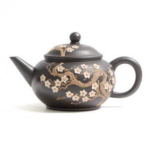 Исинский Чайник Шуй Пин (Хэй Чжу Ни) "Цветущая Слива" Термохром 200 мл